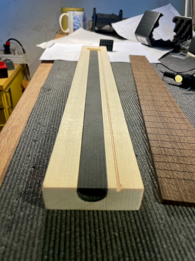 Close-up of unassembled JAFmaster guitar neck